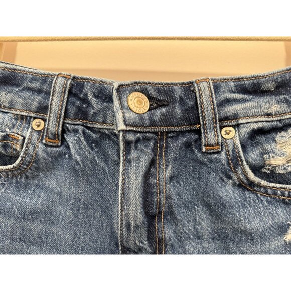 American Eagle Mom Short Size 4 Ripped Comfort Stretch Waistband Med Wash - Picture 2 of 9